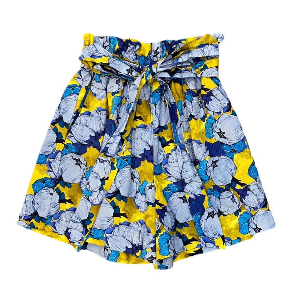 Pinko Floral Print Shorts - Blue & Yellow